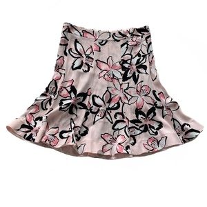 Kate Spade Pink and Black Floral Skirt with Ruffle/Flare Bottom Women’s Size 8